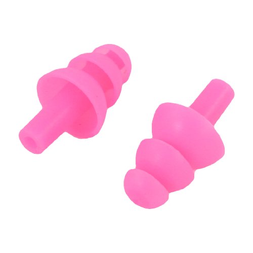 uxcell Pair Swimming Flexible Silicone Ear Earplugs Pink