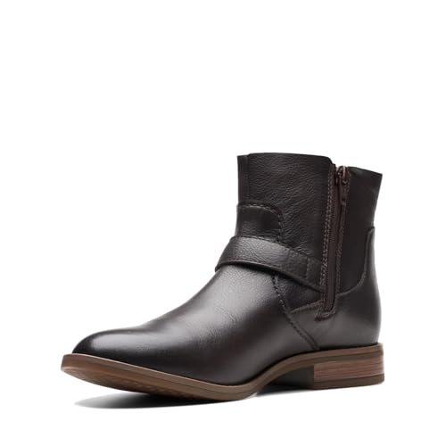 Clarks Women's Camzin Loop Ankle Boot, Dark Brown Leather, 9 Medium US