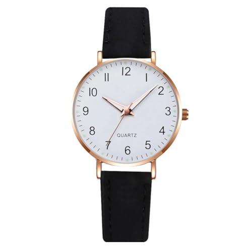 Kexpery Women Glow in The Dark Round Dial Wrist Watch Leather Strap Quartz Minimalist Watch Casual Fashion Retro Quartz Watch Designer Wrist Watches Gift for Holidays and Special Occasions (