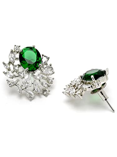 Karatcart Women Green American Diamond Stud Earrings