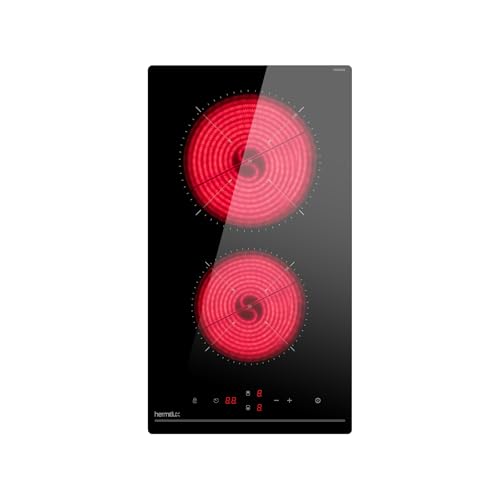 Hermitlux Domino Glaskeramikkochfeld, Eingebaut 29 cm Glaskeramik Elektrisches Kochfeld, 9 Leistungsstufen, Sensor-Touch-Steuerung, Kindersicherung, 1-99 Minuten-Timer, Geeignet für Alle Töpfe