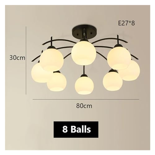 Lustre LED suspendu en verre dépoli et plafonnier rétro à éclairage doux - 6