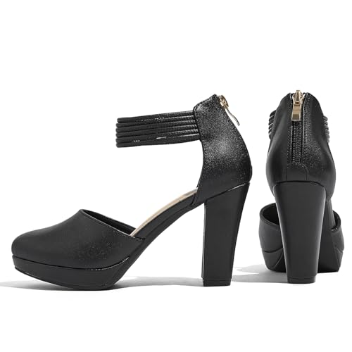 Closed Toe Heels Platform Heels Ankle Strap Dress Shoes for Women2