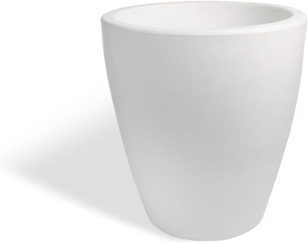 Elly Dcor 23 inch Planter for Garden with Drainage, Large Round, Lightweight & Extremely Durable, Deck Indoor/Outdoor Plastic Pot, 23.6" x 21.6"x14, White White 23 in