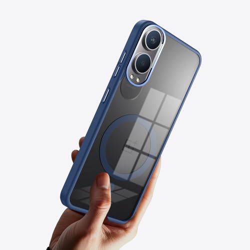 Image of KARWAN Translucent Hybrid Back Case Cover Compatible with Oneplus Nord CE 4 Lite Shockproof Case with Camera Protection, N52 Magnet Cover Case with Magnetic MagEaze Wireless Charging Cover (Blue)