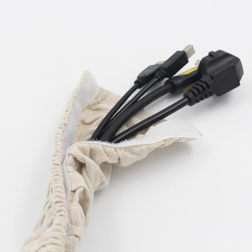 Image of Fabric Cord Cover, 2 Pcs 6 Feet and 2 Pcs 4 Feet Chain Cable Sleeve, Chandelier Lighting Wire Cord Cover for Lamps Light Fixtures Lighting Wires Cable Management, Pleat Effect