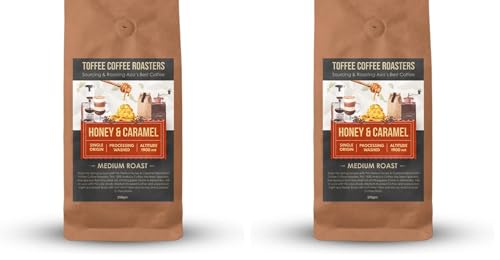 Image of Toffee Coffee Roasters | Honey and Caramel Coffee, Medium Roast, 250 g | Grind: Espresso, Speciality Blend, 100% Arabica | Speciality Coffee | Freshly Roasted (Pack of 2)