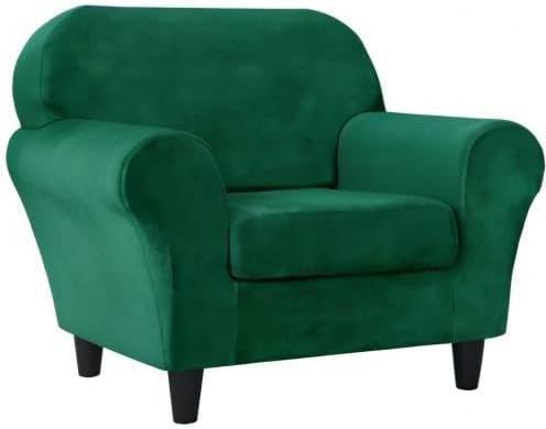 Miniatura 8 de OBCREAT Funda para sofá, 2 piezas, terciopelo elástico, funda suave para sillón con parte inferior elástica, protector de muebles antideslizante