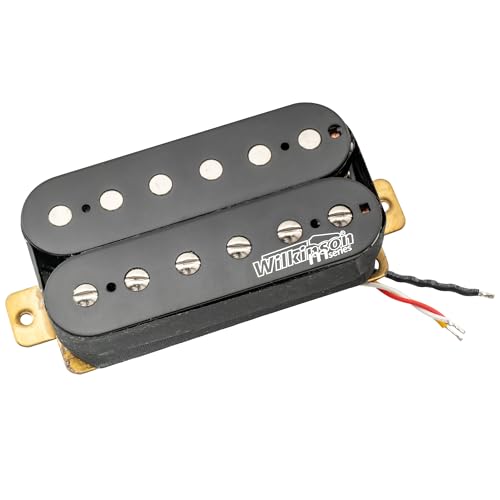 Wilkinson WOHHB Ceramic Overwound Open Style Humbucker Bridge Pickup for Electric Guitar, Black