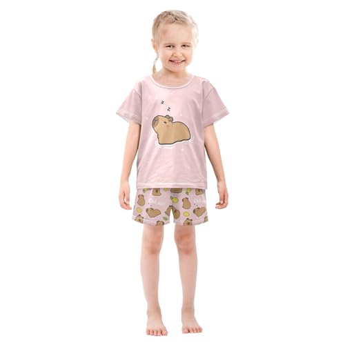 senya Good Night Cute Capybara P Summer Pajamas Set Short Cotton Sleepwear 2 Piece3