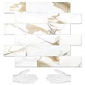STICKGOO 10-Sheet Peel and Stick Backsplash for Kitchen, Stick on Kitchen Backsplash PVC Wall Tile, Calacatta Golden Self Adhesive Subway Tile