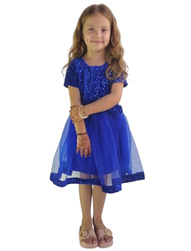 Image of Charming Girls' Kids Velvet & Net Frock with Knee-Length Short Sleeve A-line Round Neck Fit and Flare and Back Zipper Closure|Kids Dress for Baby Girls Birthday Outfit