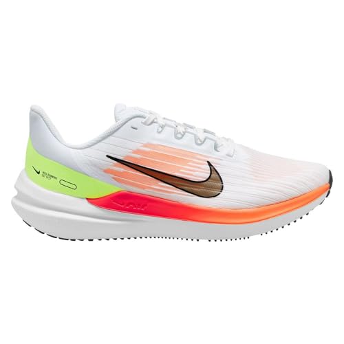 NIKE Men's Air Winflo 9 Sneaker, White Black Total Orange Bright Crimson, 9.5 UK2