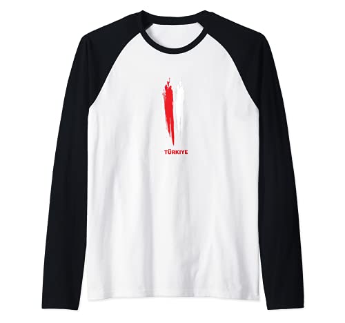 Flag Turkey Raglan Baseball Tee, Black