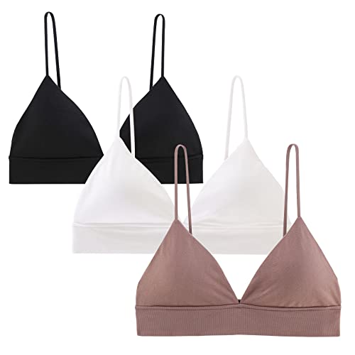 Image of INIBUD Bralette for Women Triangle Cups Removable Padded Wire Free Pull On Closure