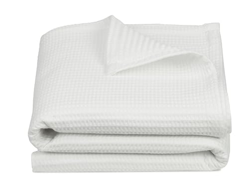 ZOLLNER Manta de 150 x 200 cm - 100% algodón - diseño Atemporal de Rombos - Color Blanco, Resistente y Transpirable - Lavable hasta 60 °C - Calidad de Ropa de Hotel - con certificación Oeko Tex®