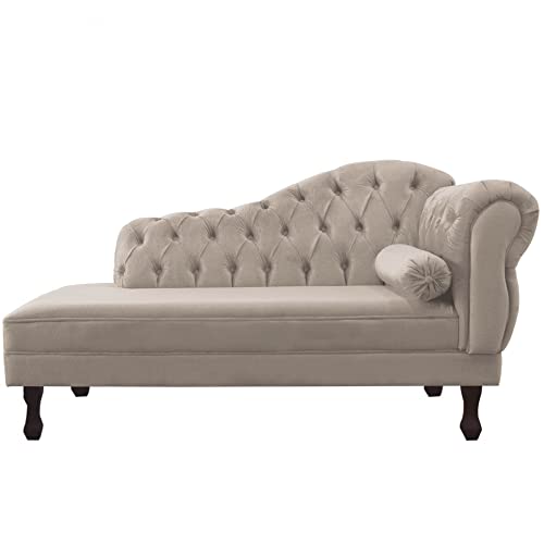 Recamier Sofá Divã Com Pés Retro 160X80 - Elã (Suede Bege)