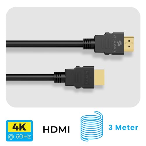 Image of Zebronics Zeb-HAA3020 (3 Meter /9 feet) HDMI Cable Supports 3D, ARC & CEC Extension, Compatible with HDMI-Enabled TV, Blu-ray, Playstation (Gold Plated Connectors)