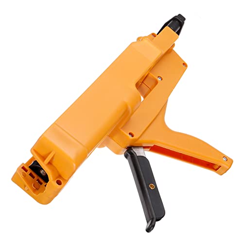sourcing map Manual Epoxy Applicator, Adhesive Applicator with Comfort Grip, Dual Component Mix Cartridges Caulk Gun, for 400 ML (1:1), Yellow