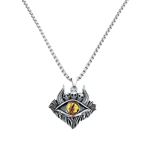 Collier œil de dragon vintage pour look rock et motard avec chaîne de 70cm