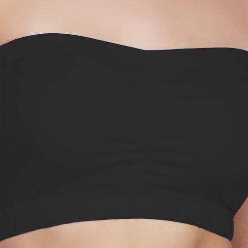 Image of DChica Essentials Tube Bra for Women's, Cotton Padded Bra, Full Coverage, Non-Wired Young Women's T-Shirt Gym Bra, Solid Stylish Without Strap Training Bras