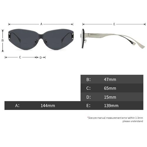 Luxury Fashion Cat Eye Sunglasses Women Ladies One-Piece Sun Glasses Men Oversized Sunglassses Rimless Eyeglasses N474