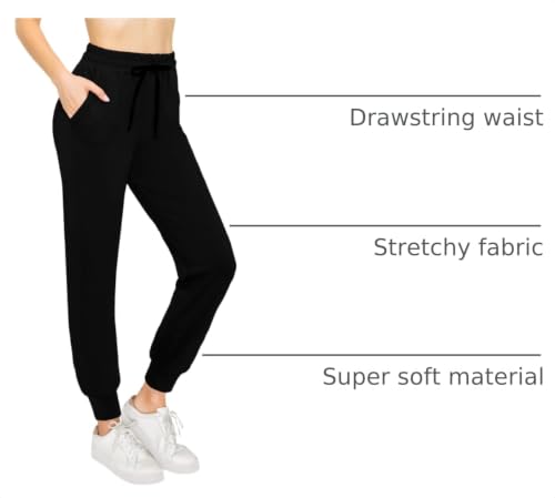 ALWAYS Super Soft, Stretchy Drawstring Women's Joggers with Pockets - Tapered Cuff Casual Joggers for Women, Ideal for Daily Wear Black 2 US M (Tag L/XL) - image 4
