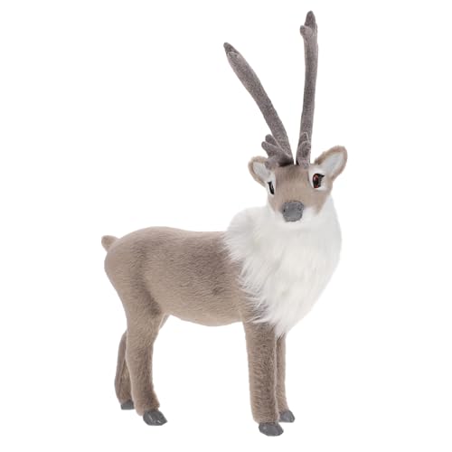 FUTUREORYY Décoration de Noël Cerf Imitation Gris Ornement pour Intérieur Figurine Realiste Rennes Noël pour Bureau Maison et Fête