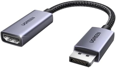 UGREEN 1 Pack 8K@60Hz DisplayPort to HDMI Adapter, Unidirectional DP 1.4 to HDMI 2.1 Converter Male to Female, 32.4Gbps, Aluminum, Compatible with Laptops, Desktop, Tablets, HDTV, Acitve, 0.66FT