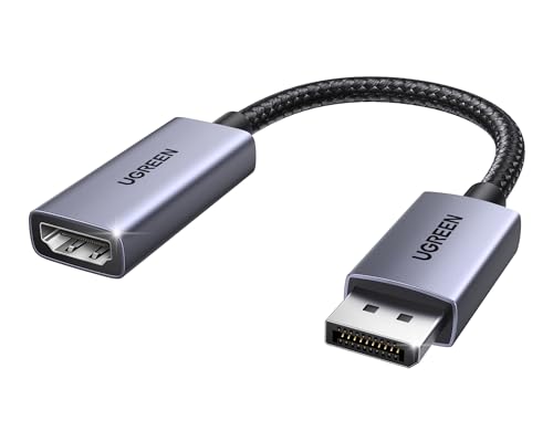 UGREEN 8K Adaptador DisplayPort a HDMI Unidireccional Convertidor DP Macho a HDMI Hembra 8K 60Hz 4K 240Hz Aluminio Compatible con Portátiles Monitores Tarjetas Gráficas Televisores