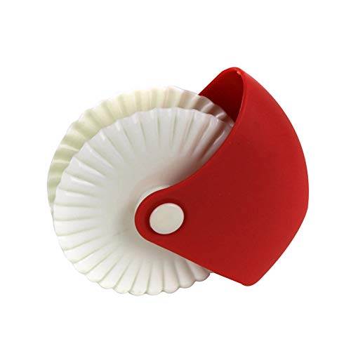 Sweetichic Pastry Wheel Decorator Cutter Double Roller Pizza Wheel Cutter Cookie Pastry Pasta Dough Crimper Bakeware Tool Pizza Slicer Multi Round Pastry Knife for Pie Crust Pasta Puff Pastry Fondant
