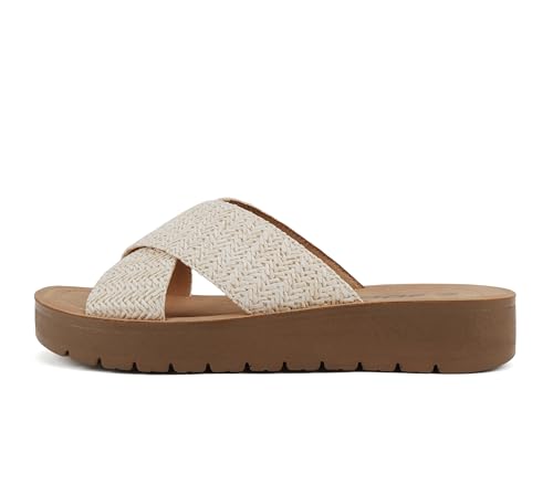 Image of Soda LUCY ~ Women Open Toe Flatform Platform Crisscross Band Upper Fashion Slide Sandals