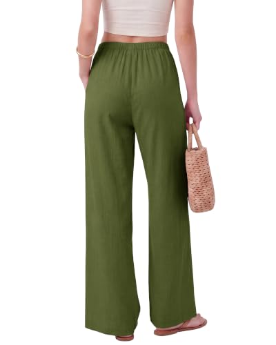 Image of ZOOSIXX Wide Leg Pants for Women - Palazzo Flowy Lounge Lightweight Summer Drawstring Trousers with Pockets Beach Vacation