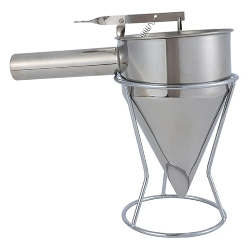Pancake Batter Dispenser, Hand-held Funnel Cake Dispensers with Stand, Sturdy Stainless Steel Baking Tool for Cupcake, Waffles, Muffin Mix, Crepes, Cake