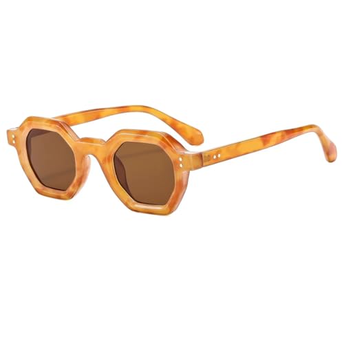 Lunettes de soleil vintage polygonales au design hexagonal chic et épuré
