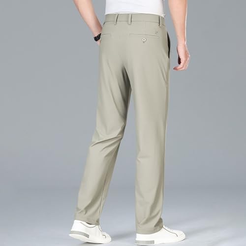 Men's Stretchy Lightweight Dress Pants Stylish Business Suit Pants Solid Color Casual Work Pants​3