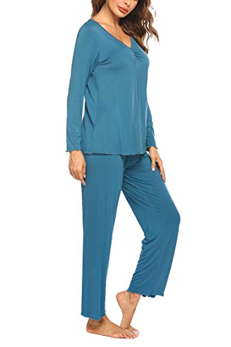 Image of Ekouaer Womens Pajama Sets 2 Piece Lounge Set Fall Winter Pajamas Long Sleeve Pjs Top and Pants Soft Pj Sets Loose Sleepwear