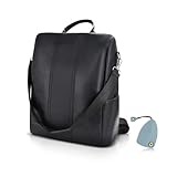 AfitLulu Großer Rucksack Damen Verdicktes Leder Schulrucksack mit Abnehmbaren Verstellbaren Schultergurten, Mehrfach Reiserucksack mit Anti Diebstahl Hinterer Tasche (Schwarz- Aktualisierte Version)