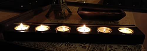 Tea Light Candles Holder Leather Brass 6 Candles Modern Luxury By Alaa Store (Black) #TOP3