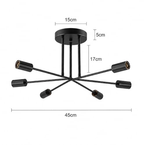 CBJKTX Deckenlampe Wohnzimmer Deckenleuchte Küchenlampe Vintage 6-Flammig – Ansicht 3