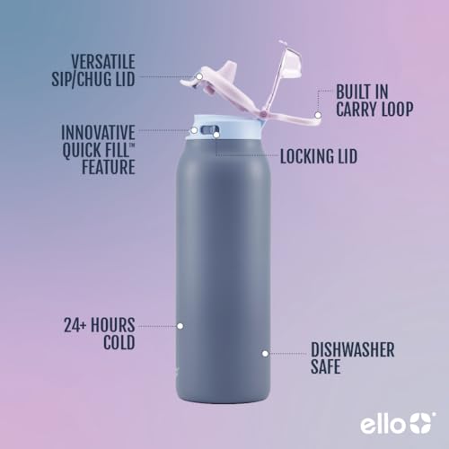 Image of Ello Pop & Fill 32oz Stainless Water Bottle - Yours Truly