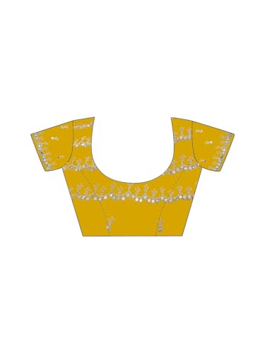 Image of SIRIL Women's Embroidery, Mirror Work, Scalloped Border Shimmer Georgette Saree With Unstitched Blouse Piece