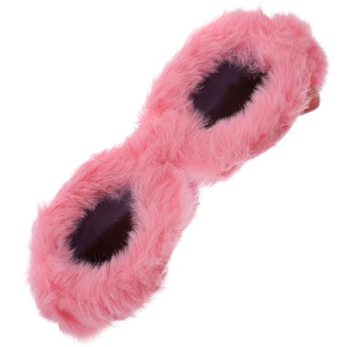 IMIKEYA Gafas de Sol para Fiesta de Peluche Color Rosa C3, Accesorio Divertido para Carnaval y Eventos, Marco Redondo Suave y Creativo, Suministros para Fotomatón