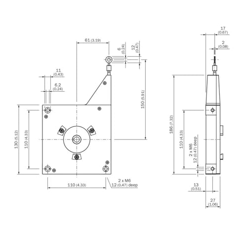 Capteur de déplacement à câble acier BSL-GA130 traction 5m - 8