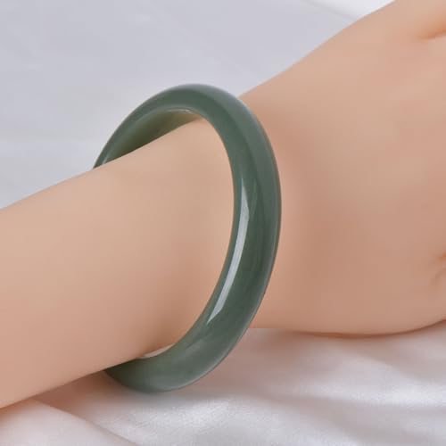 Green Natural Jade Bangle Bracelet for Women Healing Protection Good Luck Natural Gemstone Fengshui Jewelry for Wife Mother's Day Gift for Mom (Green, 56-58mm diameter)2