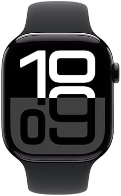 Apple Watch Series 10 [GPS 46mm case] Smartwatch with Jet Black Aluminum Case with Black Sport Band - M/L. Fitness Tracker, ECG App, Always-On Retina Display, Water Resistant - 2