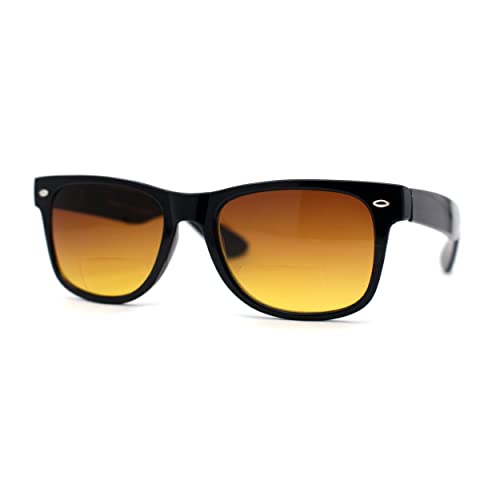 SA106 Retro Horn Rim Bi-focal Reading Sunglasses [Bifocal] Black Brown +1.0
