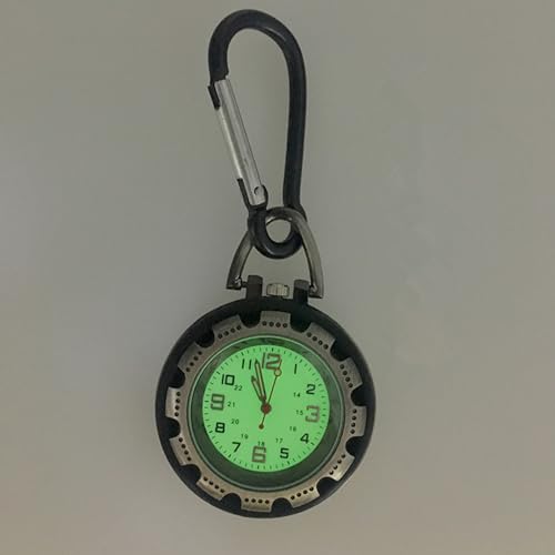 ZEZEFUFU Relógio de bolso redondo chaveiro relógio com clipe mochila fivela mosquetão, Bronze