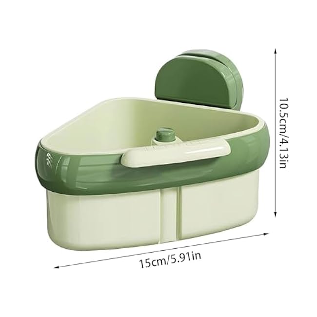 Suction Cup Sink Corner Rack, Triangular Food Waste Catcher with Suction Cups, Hanging Strainer Basket Shelf for Kitchen Bathroom, Dishware Organizer, Space-Saving Sink Storage Rack (Green-2pcs)