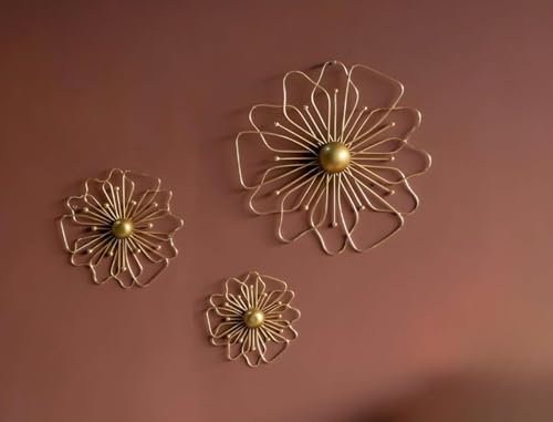 Image of Metscape India Metal Wall Sculpture | 31 x 31 cm | Gold Finish | Premium Decorative Wall Art for Living Room, Bedroom & Dining Area | Modern Home Decor Accent & Elegant Gifting Item